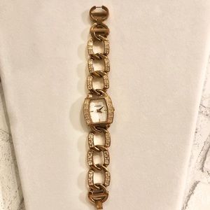 Rose Gold Fossil Bracelet Watch with Rhinestones